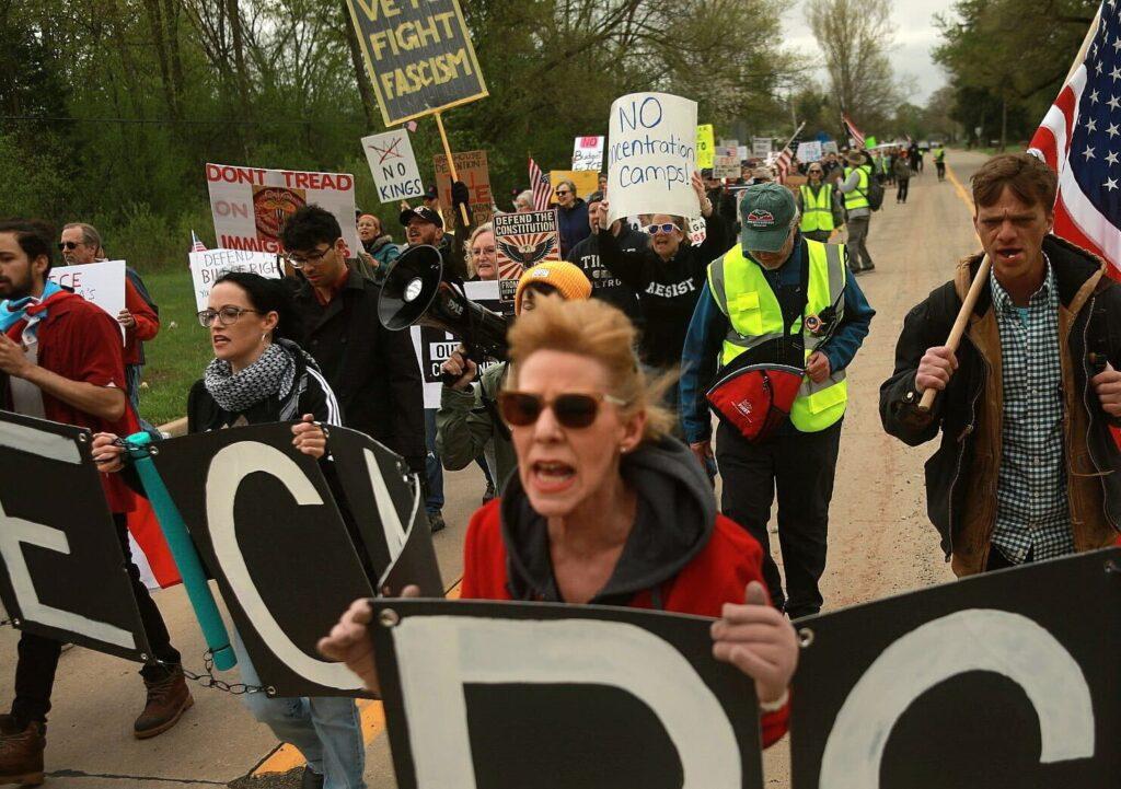 Hundreds protest in Romulus against proposal to convert warehouse into ICE detention center