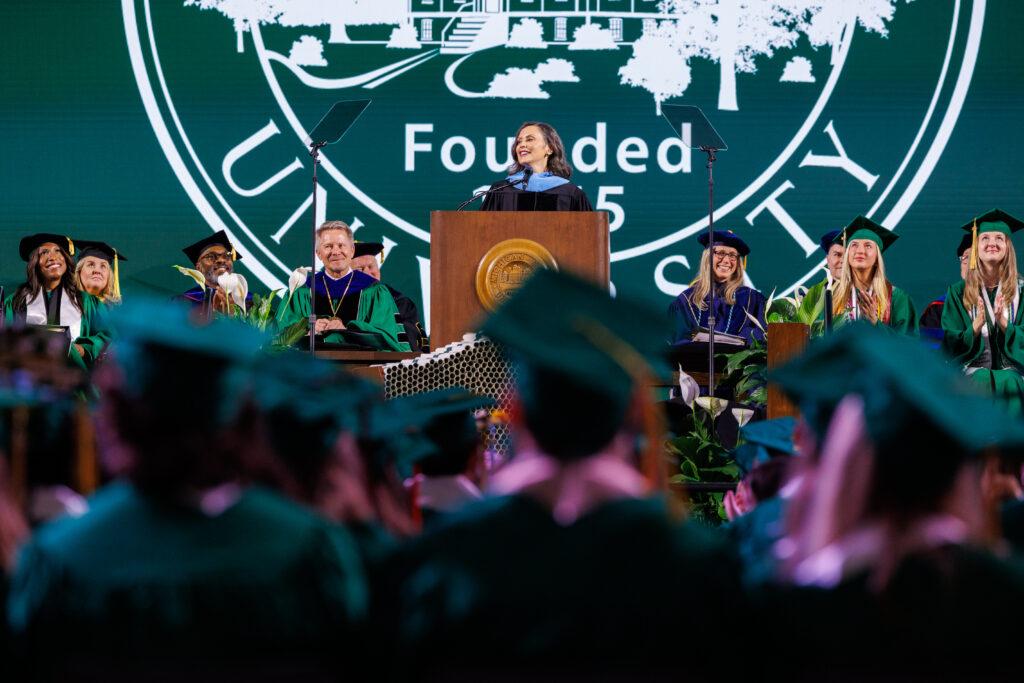 Whitmer speaks at MSU commencement as she prepares for her own period of transition