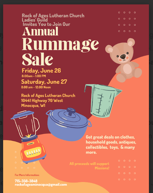 Rock of Ages Lutheran Church Rummage Sale